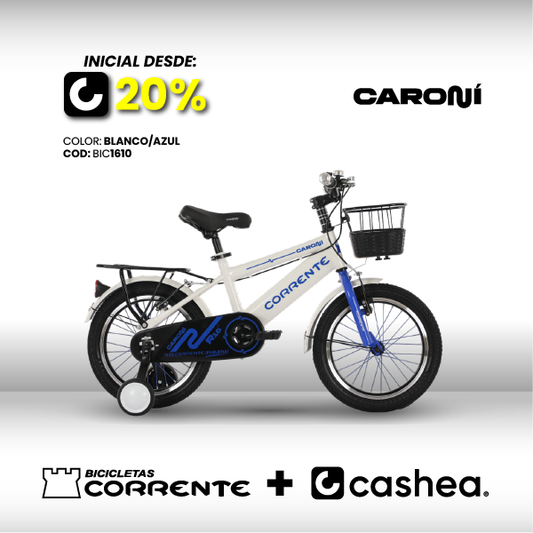 Kid City Bike Rim 16", Ruedas estabilizadoras, Rayos de colores, Cesta delantera metálica, Parrilla trasera, Cuadro oversize, Guardafangos, Rines de aluminio, Retrovisores y timbre.