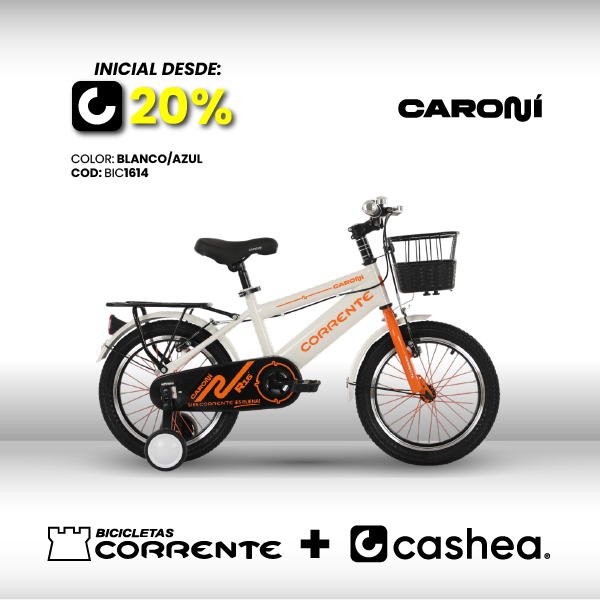 Kid City Bike Rim 16", Ruedas estabilizadoras, Rayos de colores, Cesta delantera metálica, Parrilla trasera, Cuadro oversize, Guardafangos, Rines de aluminio, Retrovisores y timbre.