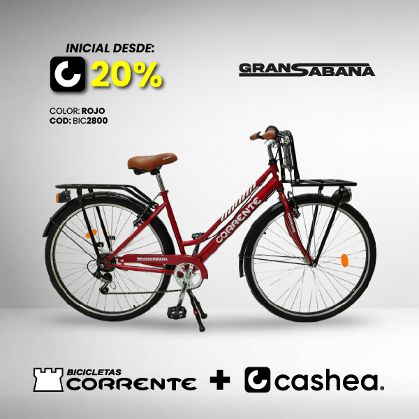 Bicicleta de Carga Rim 28" con 6 velocidades marca Shimano, parrilla de carga delantera y trasera, paral central, con una capacidad de carga de 80Kg.