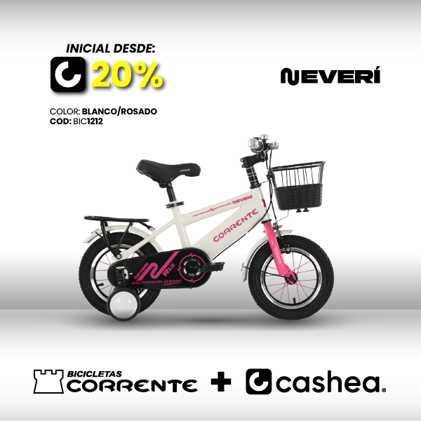 Kid City Bike Rim 12", Ruedas estabilizadoras, Rayos de colores, Cesta delantera metálica, Parrilla trasera, Cuadro oversize, Guardafangos, Rines de aluminio, Retrovisores y timbre.